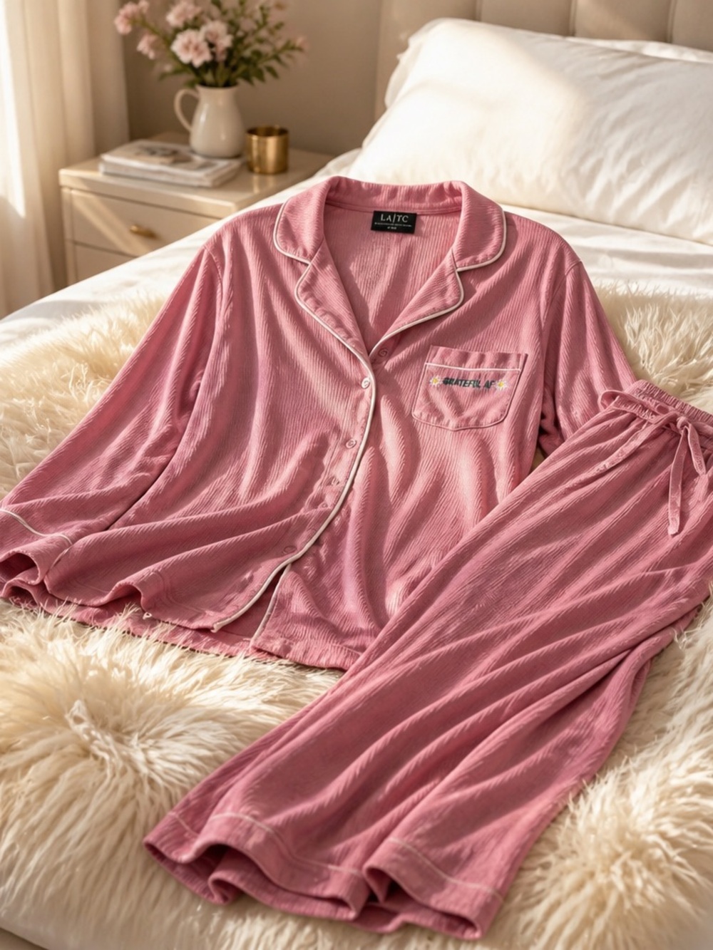 Pink Women's Two-Piece Pajama Set